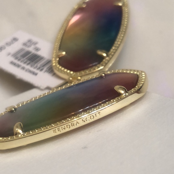 Kendra Scott 14k Gold Plated Elle Drop Earrings Yellow Watercolor Illusion NWT - Picture 13 of 13